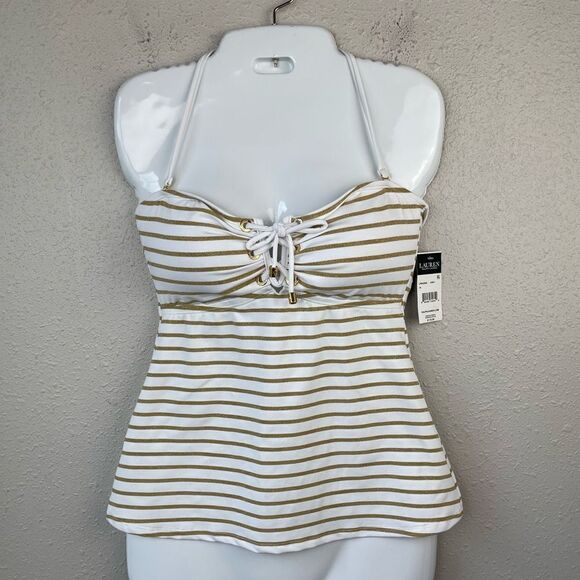 NWT Lauren Ralph Lauren Tankini Swim Top Size 10 - Picture 1 of 4